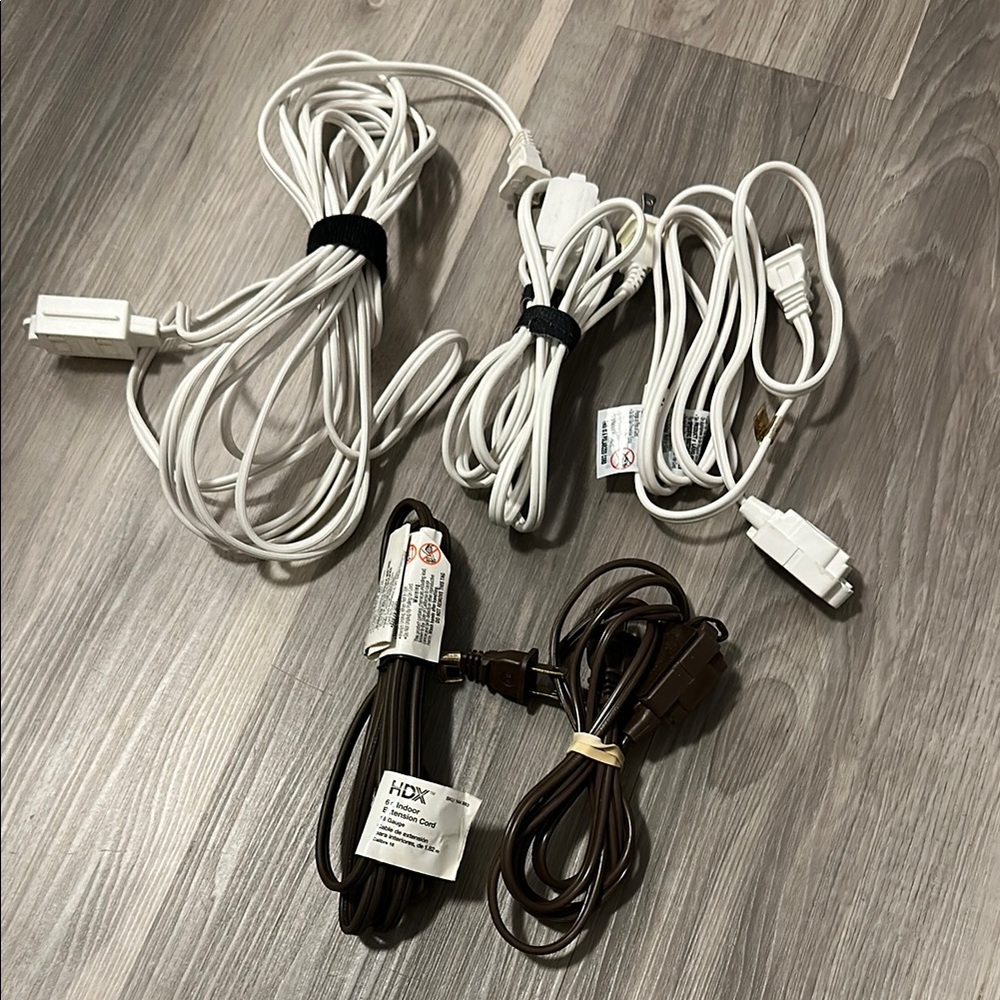 Assorted Power Cords in White and Brown